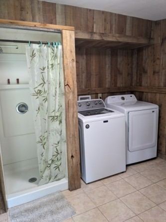 Inside the AT Room: shower and laundry facilities for campers.