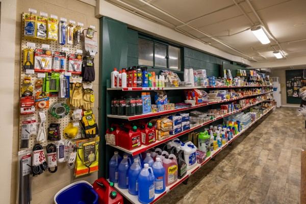 Home and auto supplies including oil and cleaning products.